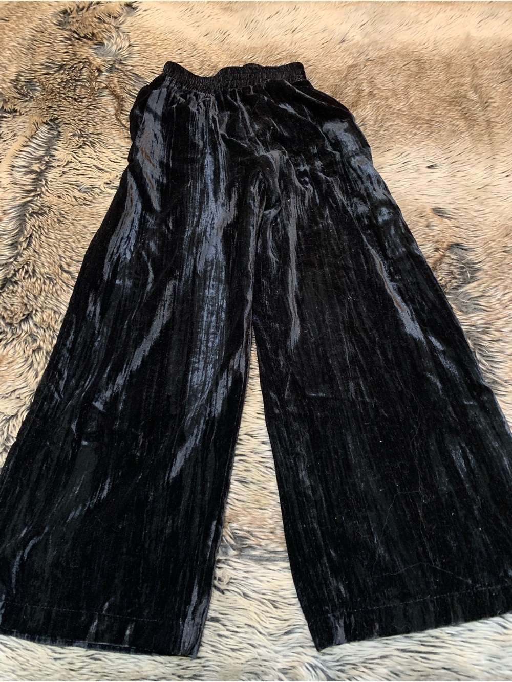 ELEH Wide-leg crushed velvet palazzo pants Size S